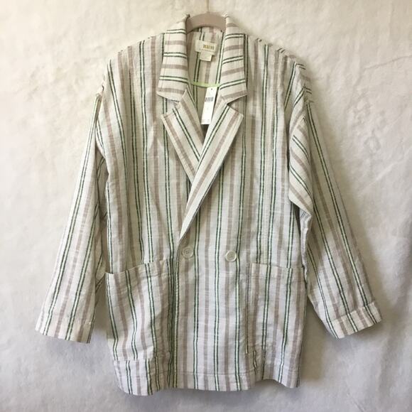 Anthropologie Maeve Cream Danielle Striped Blazer - Picture 1 of 16